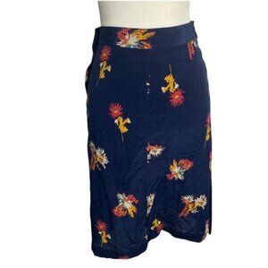 Madewell Silk Side Button Down Skirt S Blue Cactus Flower Lined Midi